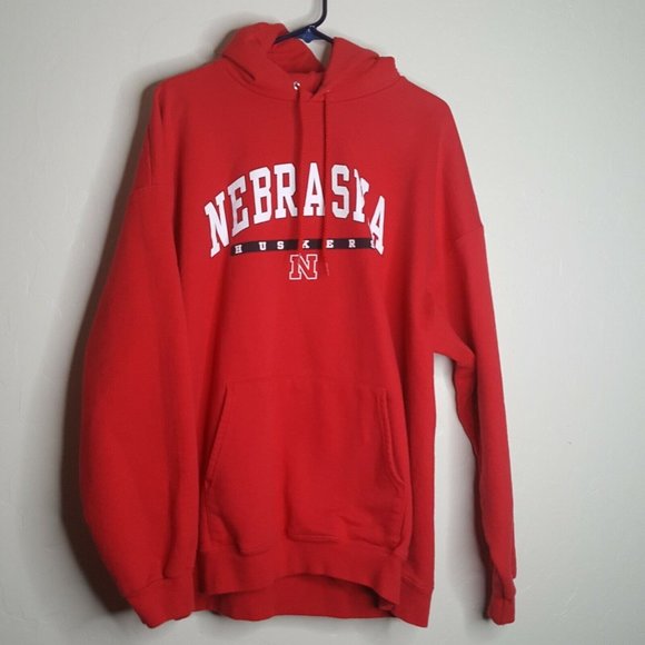 Hanes Nebraska Cornhuskers NCAA Football Hooded Sweatshirt Mens Size XL Red - Picture 2 of 4